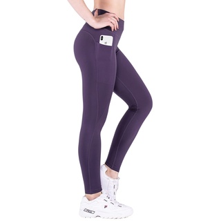 VS Nachhaltige Leggings für Damen lang mit Tasche, Blickdicht Sport Leggins High Waist mit Handytasche, Yoga, Laufen, Jogginghose hoher Bund bauchweg Anti Cellulite Mysterio-Rot-XL