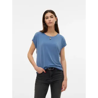 T-Shirt VERO MODA "VMAVA PLAIN SS TOP JRS NOOS", Damen, Gr. S (36), blau (coronet blau), Jersey, Obermaterial: 95% Lyocell, 5% Elasthan, unifarben, regular fit normal, Rundhals, Shirts T-Shirt, Materialmix, regular fit