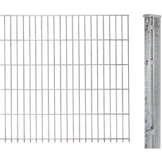 Alberts 644635 Doppelstabmattenzaun als Zaun-Komplettset | verschiedene Längen und Höhen | feuerverzinkt | Höhe 203 cm | Länge 2,5 m