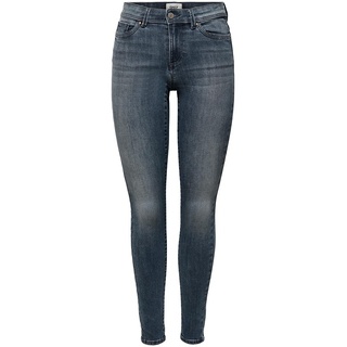 ONLY Damen Skinny Fit Jeans | Normal Waist Denim Stretch Hose | Bleached Used Design ONLWAUW, Farben:Dunkelblau, Größe:L / 30L