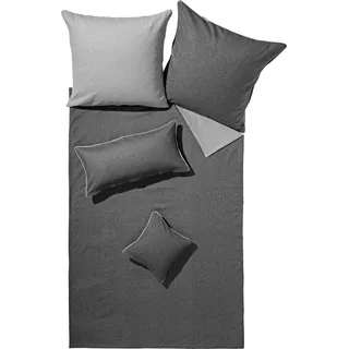 Biberna Wendebettwäsche Melange-Flanell anthrazit Größe 1x 135x200 cm + 1x 80x80 cm