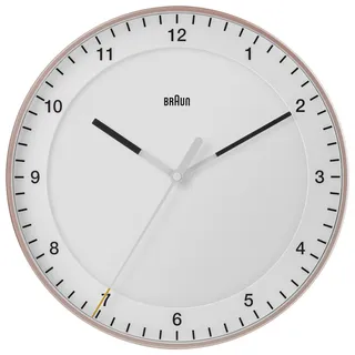 Braun Klassische Quarz-Wanduhr in Pink/Weiß / präzises Leisegangwerk / Sekundenzeiger mit Floating-Effekt (ohne Ticken) / gehärtetes Glas / 30 cm - Rosa, Weiß