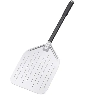 DARDVORLAG Pizzaschieber Edelstahl 430, 78,6cm Pizzaschaufel mit Perforierter Schaufel,Aluminiumgriff & Gummigriff,Pizzaheber für Pizzaofen,Backofen,Grill und Steinofen