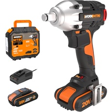 WORX WX272 NITRO Bürstenloser Akku Schlagschrauber 20V - 300Nm, Mit Variablem 3-Gang-Getriebe Und LED-Licht - Ideal Für Diverse Schraubarbeiten - Mit Akku, Ladegerät Und Koffer