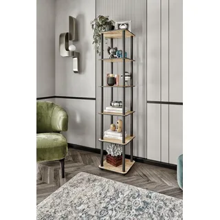 Hanah Home Modernes Eichenregal, 34 x 175 x 34 cm | 100% MDF mit Füßen aus gepresstem Kraftpapier | Skandinavisches Design für stilvolle Aufbewahrung