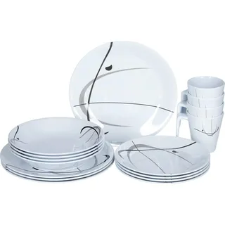 BRUNNER All Inclusive Teller aus Melamin Serenade - 16-tellig - Weiß, Grau