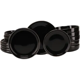 Teller-Set CREATABLE "Nordic Festive, Service 18-tlg.", schwarz, 18, Steinzeug, Geschirr-Sets, Teller-Set, Teller Set, Minimalistisches Design, Dezente goldene Akzente