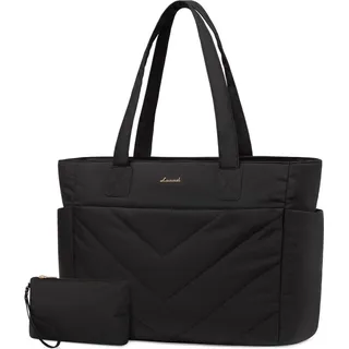 LOVEVOOK Laptoptasche Damen 17,3 Zoll Schwarz Groß Handtasche - Schwarz