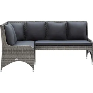 vidaXL Garten-Ecksofas 2 Stk. Poly Rattan Grau - Grau
