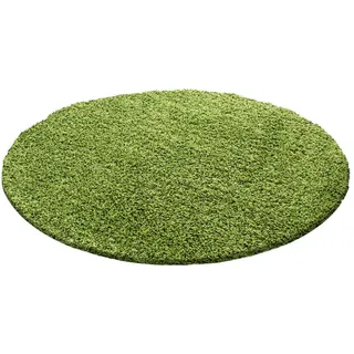 Novel Hochflorteppich , Grün , Textil , Uni , rund , Oeko-Tex® Standard 100 , für Fußbodenheizung geeignet, schmutzabweisend, für Hausstauballergiker geeignet, lichtunempfindlich, antistatisch, pflegeleicht, strapazierfähig, leicht zusammenrollbar , Teppiche und Böden, Teppiche, Runde Teppiche