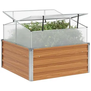 vidaXL Gartenpflanzer mit Gewächshaus Hellbraun 100 x 100 x 77 cm