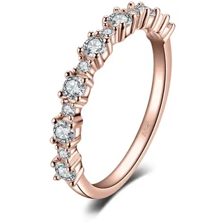 JewelryPalace Verlobungsring Eheringe Ring Silber 925 Damen, Zirkonia Trauringe Damenring Vorsteckring Hochzeitsringe Antragsring Memoirering Ewigkeitsring Band Ringe Set, Damen Schmuck Rosegold 48