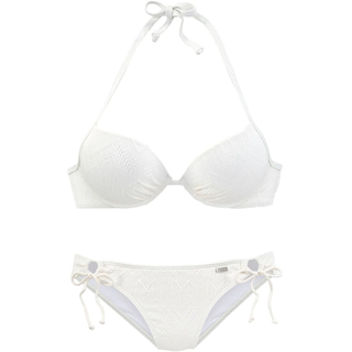 Push-Up-Bikini BUFFALO, Damen, Gr. 36, Cup B, beige (creme), Polyamid, Strukturmuster, Bikini-Sets Push-Up-Bikini, mit modischer Struktur, Topseller
