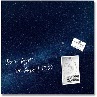 Sigel GL273 Premium Glas-Magnettafel 48 x 48 cm Motiv Sternenhimmel blau hochglänzend, SGS geprüft, einfache Montage, incl. 3 Magnete, Artverum