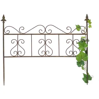 DanDiBo Dandibo Rankhilfe Metall Blumengitter 60 cm Freistehend Rankgitter 96016 Steckzaun Kletterhilfe Stab Rost Imitat , Braun , 60x50x8 cm , Dekoration, Gartendeko