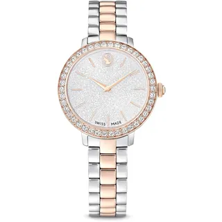 Swarovski Matrix 3-link Uhr, Analoge Damenuhr mit Dreigliedrigem Armband, Roségold-Legierungsschicht und Pavé-Lünette mit 42 Kristallen, Armbandlänge: 12.5-19 cm, Armbandbreite: 1.2 cm