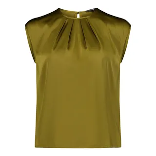 Satinbluse ZERO "Satin-Bluse mit Rundhalsausschnitt", Damen, Gr. 42, grün (fir grün), Obermaterial: 96% Polyester Pol. recyc.. 4% Elasthan EL., Blusen Satinbluse