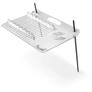 TheFavilla - Edelstahl Camping Grill mit 2-in-1-Funktion – Teezubereitung & Fleisch frisch halten | Platzsparend & feuerfest - Silber