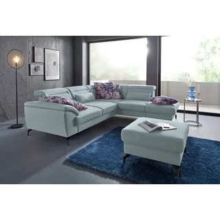 sit&more Ecksofa "Percy L-Form" 12 cm Fußhöhe, Sitztiefenverstellung, wahlweise in 2 Fußfarben, aqua