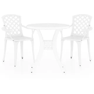 vidaXL 3-tlg. Bistro-Set Aluminiumguss Weiß - Weiß