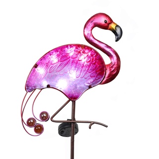 TERESA'S COLLECTIONS Gartendeko für draußen, Solarlampen für Außen,Flamingo Solarleuchte im Freien, 108cm Solar Gartenleuchte Metall und Glas Wasserdichte Wegeleuchte,für Weihnachtsgeschenke