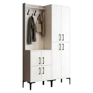 Fondra - Garderobenmöbel, 120x35x200h cm Weiß, Kleiderständer - Weiß