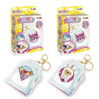 DIAMONDZ CRYSTAL PAINTING Mini Bag Set 2er Pack - Diamond Painting Mädchen Set Alpaka & Diamant, Mini-Rucksack Schlüsselanhänger mit Diamantaufkleber, DIY Diamant Malerei Kinder Bastelset