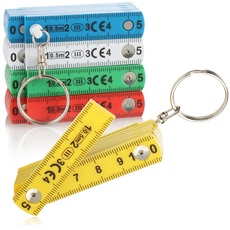 com-four® 5X Mini-Zollstock als Schlüsselanhänger aus Kunststoff, 50 Zentimeter Gliedermaßstab mit 10 Glieder, metrisch in 5 Farben (05 Stück - 50cm bunt)