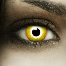 FXCONTACTS Farbige Kontaktlinsen Halloween Gelb AVATAR + Tattoos, 2 Stück (1 Paar), Ohne Sehstärke, gelbe Linsen, 2 x farbige Kontaktlinse für Cosplay, Karneval, Fasching, Anime