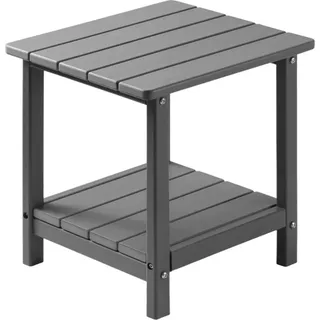Beistelltisch Kunststoff 45x38x44 cm - HDPE Gartentisch - Balkontisch mit 2 Ablagen - Nachttisch & Couchtisch - Dekotisch für Terrasse, Pool, Strand, Veranda und Garten - Grau - Grau