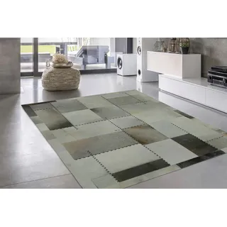 Lederteppich CALO-DELUXE "Solut 305 - Fellteppich" Gr. 3, grau, B:120cm H:8mm L:170cm, Leder, Teppiche, Lederteppich, echtes Rinderfell, Patchwork, Wohnzimmer