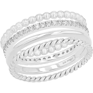 s.Oliver Damen-Ring-Set 925 Silber rhodiniert Zirkonia weiß Gr. 58 (18.5) - 2015043