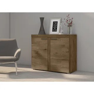 FURNIX Sideboard RIVAY Anrichte Kommode für Esszimmer, Wohnzimmer mit 2 Türen 97,2 cm breit klassisch Eiche Lefkas - Braun, Dunkelbraun