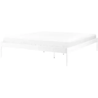 Beliani Bett mit Lattenrost 180x200 cm Weiß Metall , 180x200 cm , Schlafzimmer, Betten
