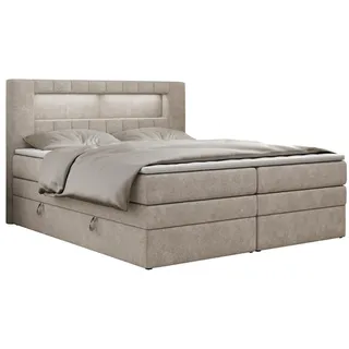MKS Meble Boxspringbett Beige, Textil, 2-Sitzer, H4, Rechteckig, 180x200 cm, Schlafzimmer, Betten, Boxspringbetten