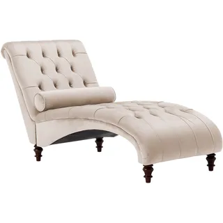 Beliani Chaiselongue Samtstoff Beige