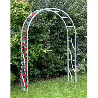 DanDiBo Dandibo Rosenbogen Verzinkt Massiv 150 cm Torbogen 96516 Wetterfest Rundbogen Volleisen Rankhilfe Gartenbogen Feuerverzinkt , Grau , Metall , 150x196x40 cm , Dekoration, Gartendeko