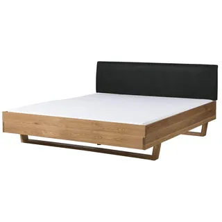 MASSIVMOEBEL24.DE Bett Eiche 140x200x85 natur geölt, Kopfteil anthrazit FICHTELBERG #25 - Grau