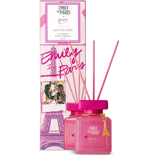 ipuro Essentials x Emily in Paris Chic Chérie Raumduft 100ml - Lufterfrischer mit Lavendel, Jasmin, Rose & Sandelholz Duft Aroma - Diffuser mit Stäbchen - Französischer Charme für dein Zuhause