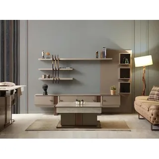 Design Sideboard Kommode Anrichte Spiegel Holz Beige Möbel Neuheit - Beige
