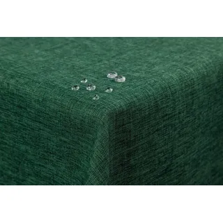 texpot Tischdecke 130 x 220 cm Dunkelgrün Leinenoptik Lotuseffekt Fleckschutz Bügelfrei Tischtuch