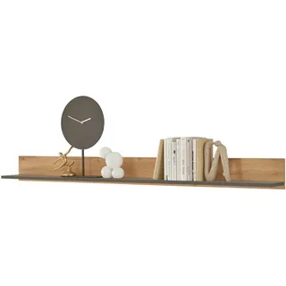 Furn.Design Wandboard Evoke Eiche, grau 170 cm, Wandregal hängend , Eichefarben, Grau , Holzwerkstoff, Metall , Nachbildung,Eiche , Holz Optik , 170x15x17 cm , FSC Mix , Wohnzimmer, Regale, Wandboards