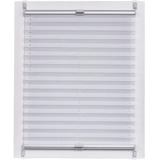 Sunlines Plissee Made in Germany, Tageslicht, Echtcrush Klemmfix, Silbergraue Schiene, Stoff, Weiß, 70 x 2.3 x 150 cm