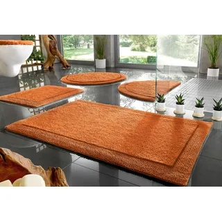 Badematte OTTO HOME "Kapra, Badvorleger, Badezimmer Teppich" Gr. 6, orange (terra), H:14mm, Baumwolle, Badematten, Badematte, mit Bordüre, Badteppich, Badematte, Baumwolle