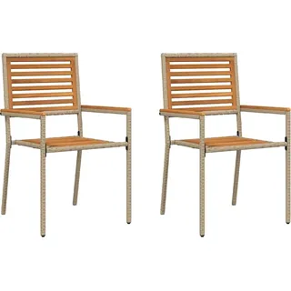 vidaXL Garten Stapelstühle 2 pcs Braun und Beige - Braun