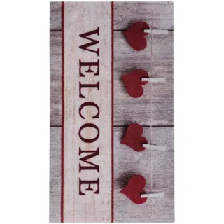 Fußmatte KAYOOM "Cosy Entry 725", creme, B:45cm H:6mm L:75cm, Polyamid, Teppiche, Fußmatte, Türmatte, Schmutzfang, Welcome Herz, Eingang