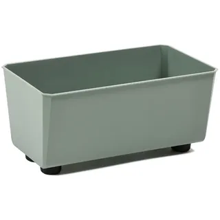 LAMELA Rechteckiger Pflanzkasten mit eleganten Füßen – Grüner Blumenkübel aus robustem Kunststoff 28,5 x 17 cm, 4,2L – Wetterfest & Pflegeleicht - für Innen & Außen, Graugrün