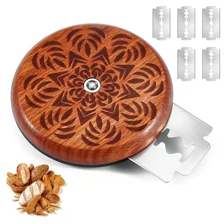 Xiansini Bäckermesser Brot Einschneiden Rund Holz, Bread Lame Scoring Tool mit 5 Klingen, Brot Einschneidemesser für Sauerteig, Teigmesser Brot, Baguette Messer, Dough Scoring Knife, Back Zubehör