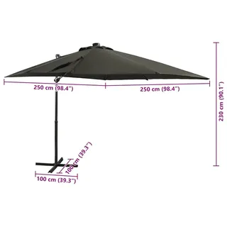 Ampelschirm mit LED-Beleuchtung 250 cm Anthrazit