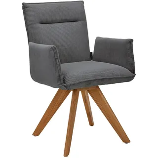 Johann Jakob Armlehnstuhl , Anthrazit , Holz, Textil , Wildeiche , massiv , Stativgestell , 59x87x62 cm , Stoffauswahl, Gestellauswahl , Holzmöbel, Sitzgelegenheiten Holz, Holzstühle